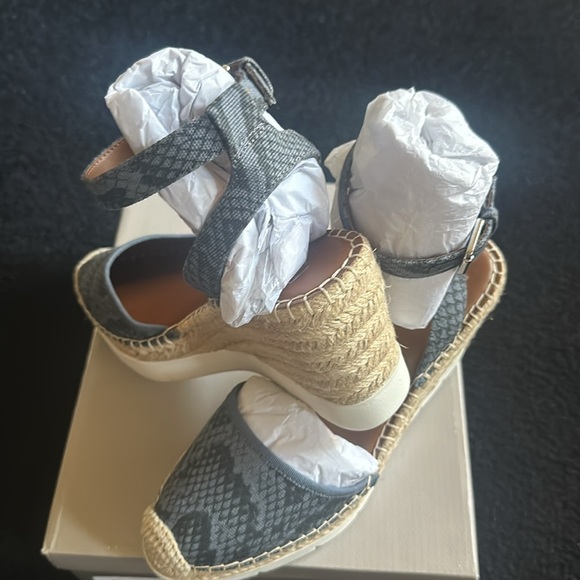 🆕Women Franco Sarto Denim Espadrille Wedge Sandals Size 7.5 - Picture 9 of 12